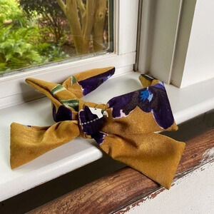 Anthropologie Handmade Gold Purple Floral Headband